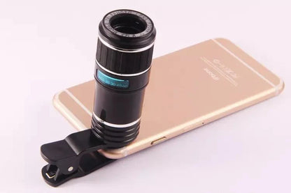 Compatible with Apple , Apple Samsung Mobile Zoom Lens Clip Universal 70 Degree 12 Times Wide Angle High Definition Green Film Optical Glass Lens