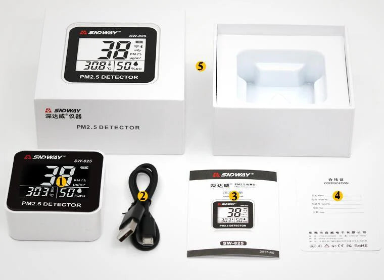 Digital Air Quality Monitor Laser PM2.5 Detector Tester Gas Monitors Analyzer Temperature Humidity Meter Diagnostic Tool